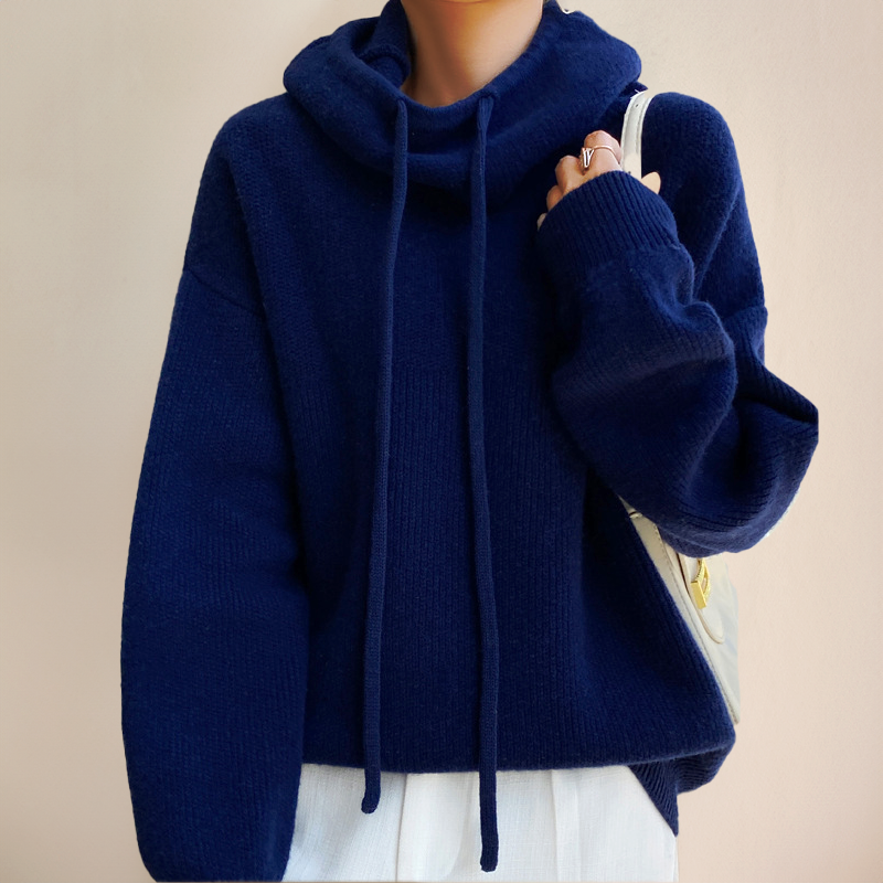 Heidrix – Maglione con cappuccio lavorato a maglia casual da donna
