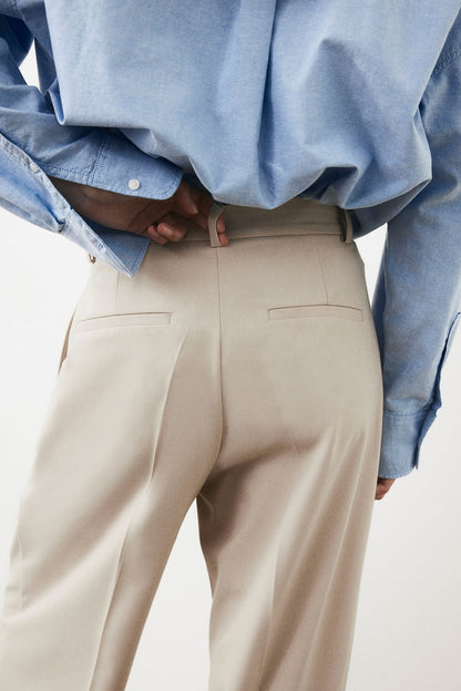 Erissa - Wide Leg Straight Cut Pleated Ladies Trousers