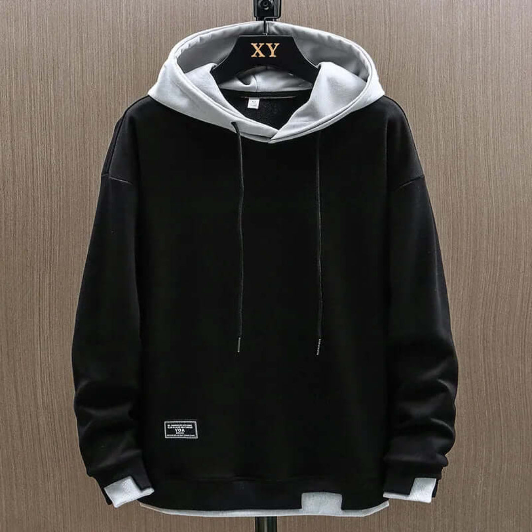 Kavren – Felpa con cappuccio oversize da uomo con cappuccio a contrasto