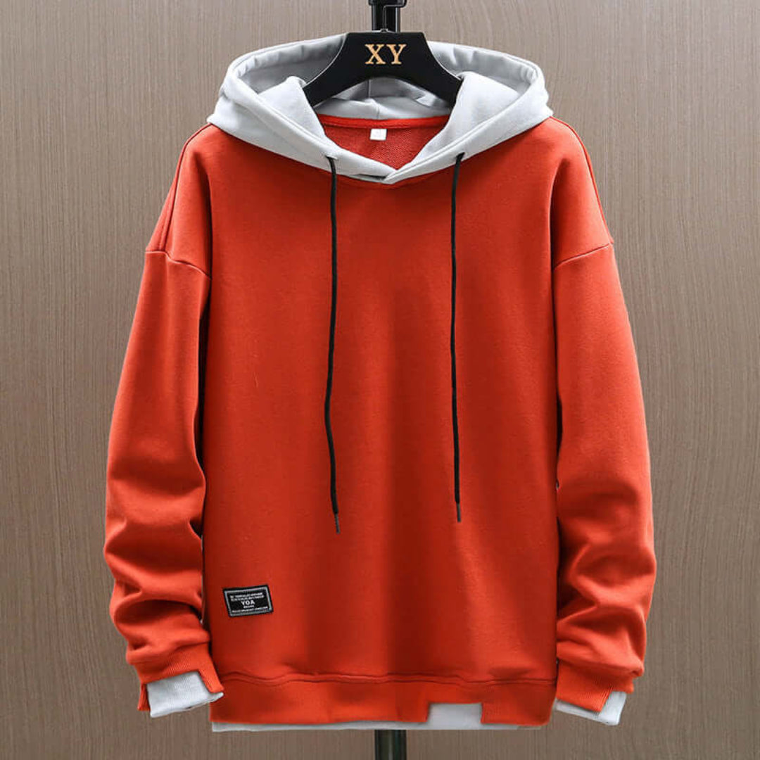 Kavren – Felpa con cappuccio oversize da uomo con cappuccio a contrasto