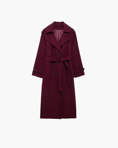 Marivelle – Long Wool Blend Trench Coat for Women