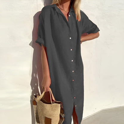 Solénaire - Breathable Cotton Summer Shirt Dress