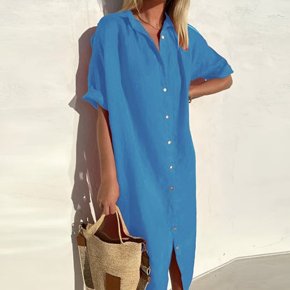 Solénaire - Breathable Cotton Summer Shirt Dress