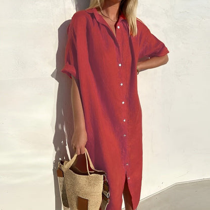 Solénaire - Breathable Cotton Summer Shirt Dress