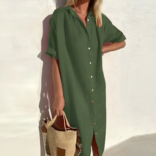Solénaire - Robe chemise d'été en coton respirant