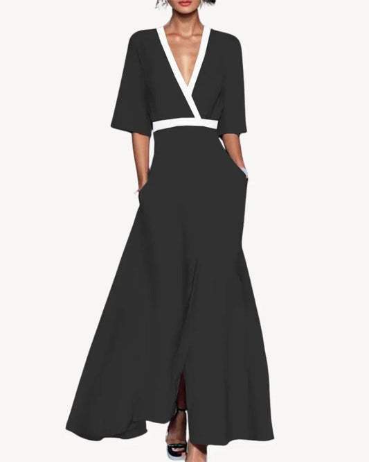 Adelyn - Wrap Style Maxi Evening Dress