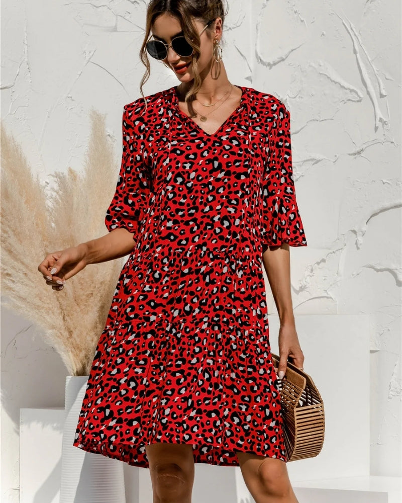 Orlena - Dame V-hals Strand Midi-kjole