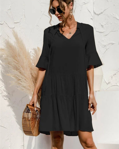 Orlena - Dame V-hals Strand Midi-kjole