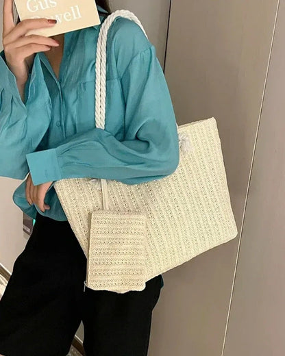 Marvella - Grand sac de plage avec poignées en corde