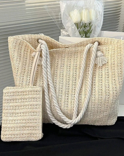 Marvella - Grand sac de plage avec poignées en corde