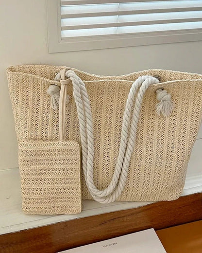 Marvella - Grand sac de plage avec poignées en corde