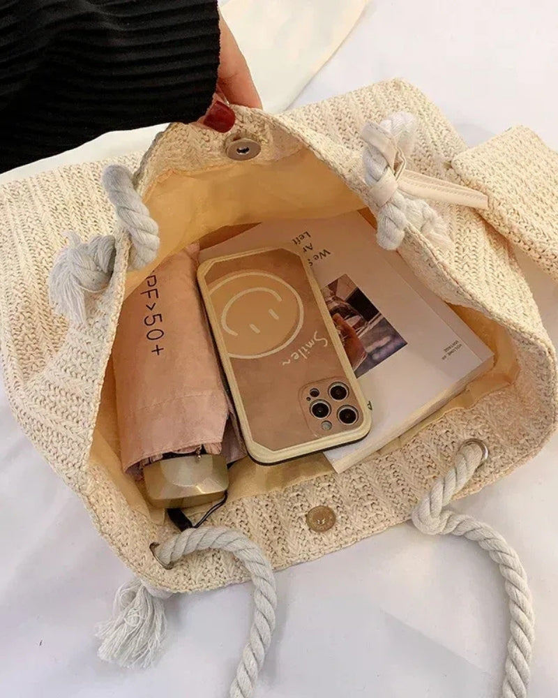 Marvella - Grand sac de plage avec poignées en corde