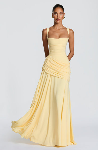 Women Elegant Long Evening Dress Formal Maxi Gown Criss Cross Back