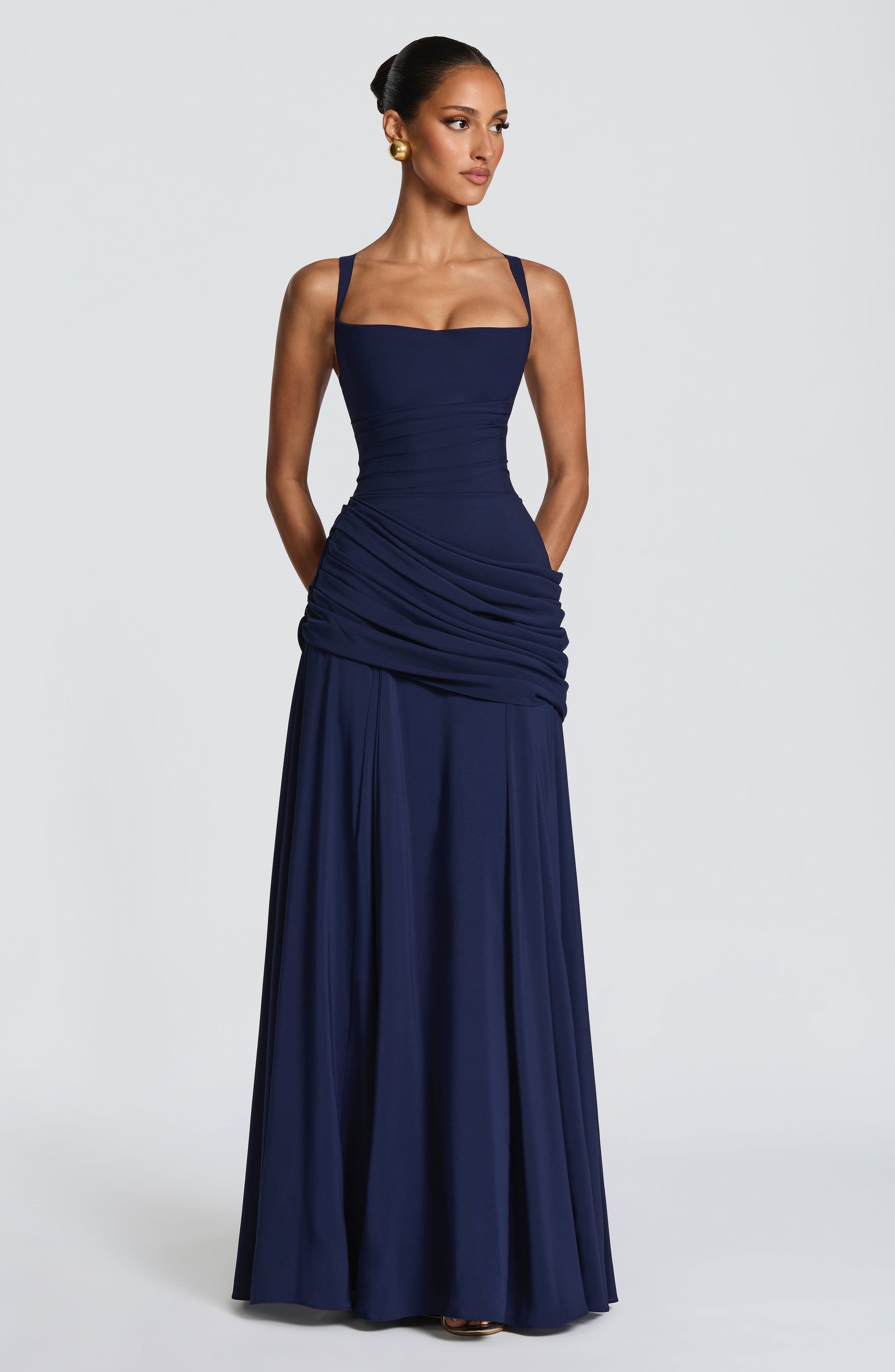 Women Elegant Long Evening Dress Formal Maxi Gown Criss Cross Back - Image 10
