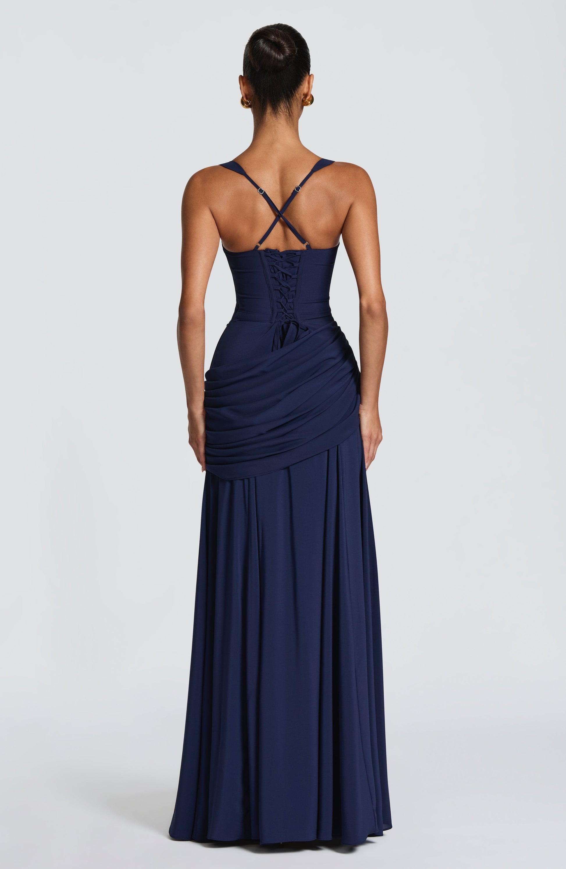 Women Elegant Long Evening Dress Formal Maxi Gown Criss Cross Back - Image 11