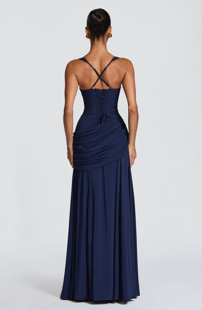 Women Elegant Long Evening Dress Formal Maxi Gown Criss Cross Back - Image 11
