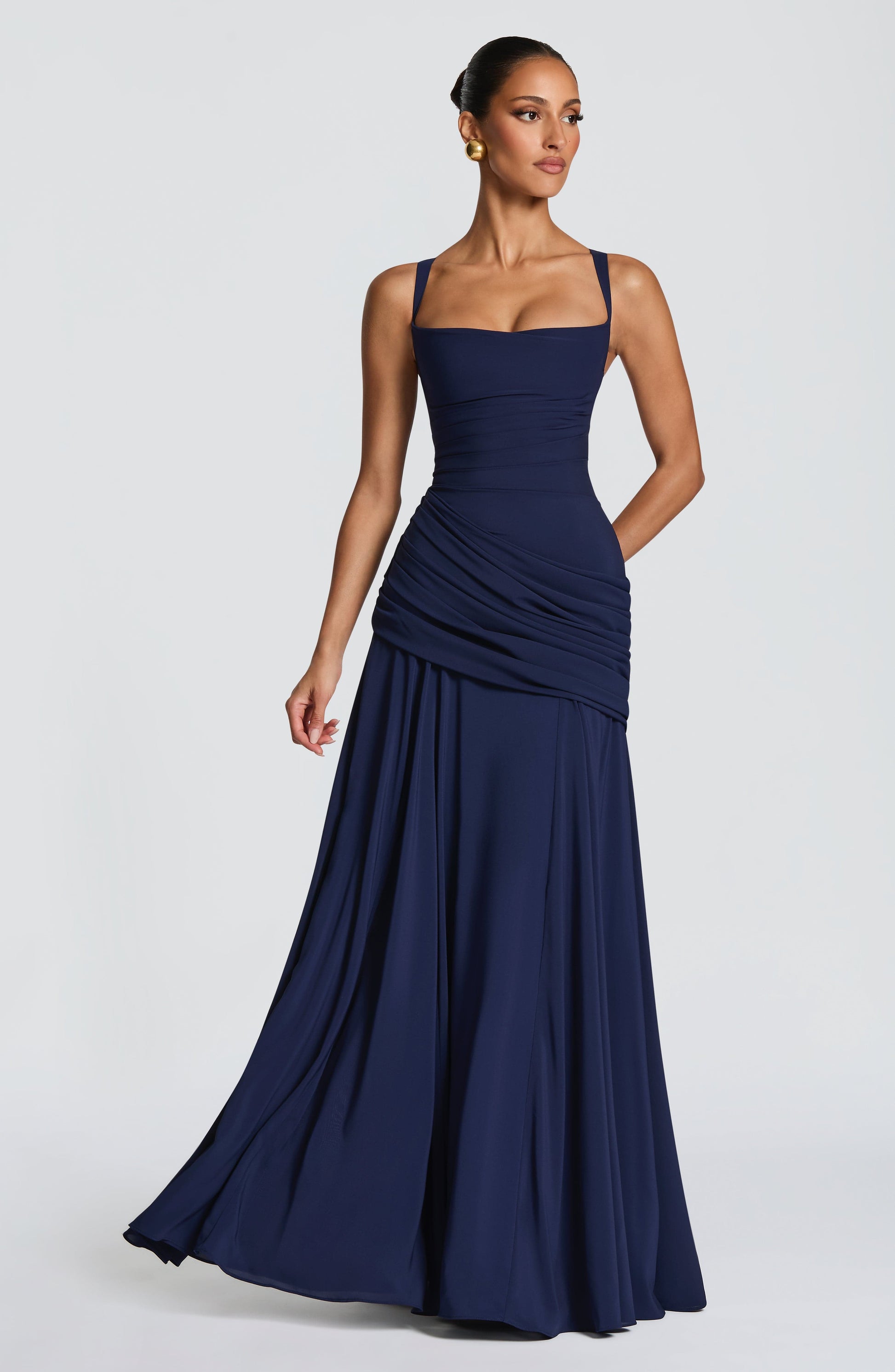 Women Elegant Long Evening Dress Formal Maxi Gown Criss Cross Back - Image 8