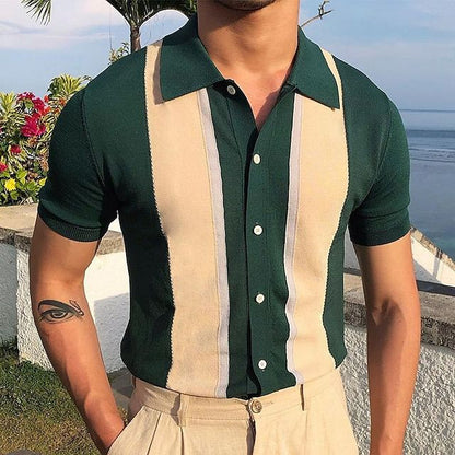 Men's Striped Lightweight Polo Shirt - Image 2