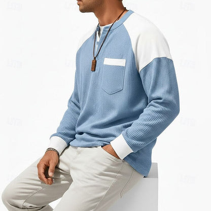 Ashton | Textured Long-Sleeve Henley Shirt - Image 2