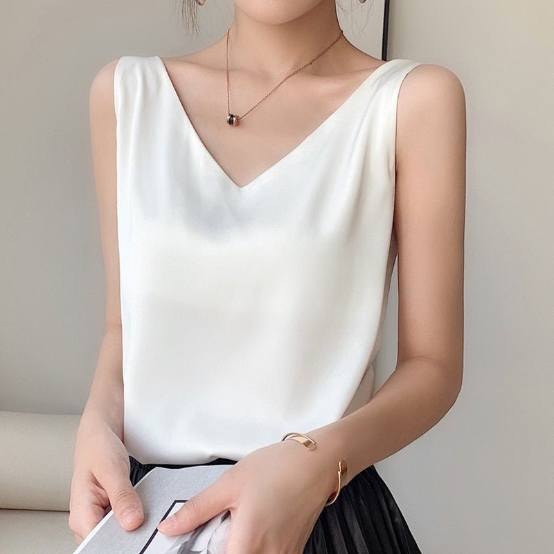 Women Silky Satin Tank Top Camisole Sleeveless - Image 2