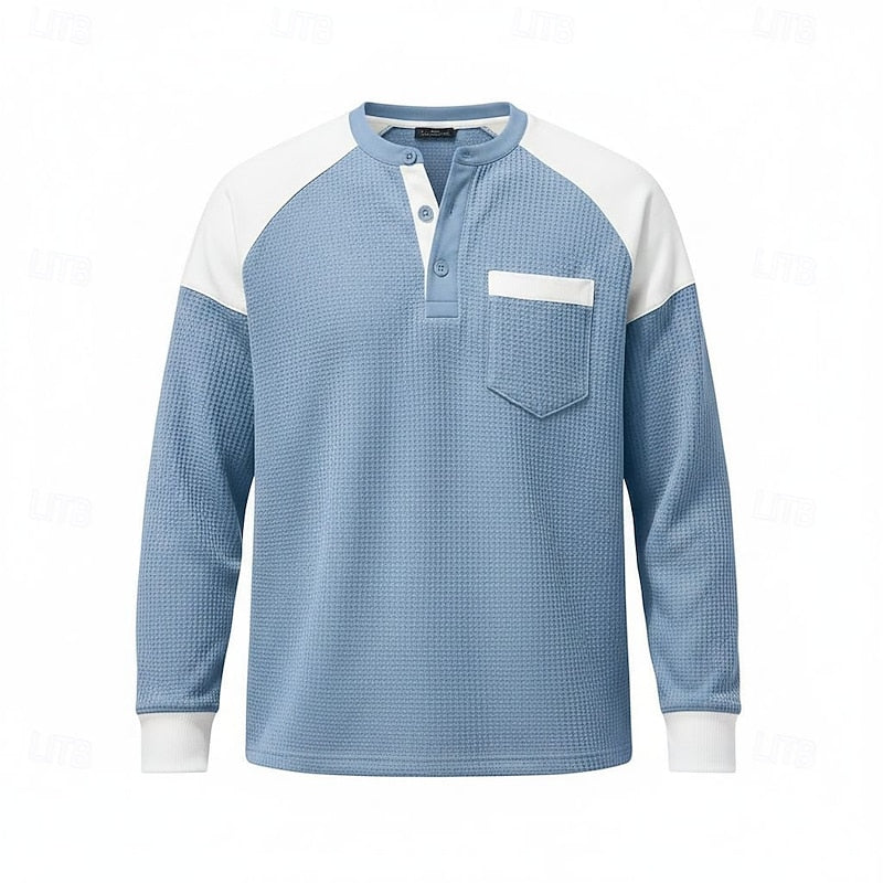 Ashton | Textured Long-Sleeve Henley Shirt - Image 4