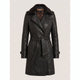 Women's Leather Double Breasted Longline Trench Coat Shearling Collar - Image 7