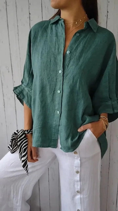 Matilda - Relaxed Button-Up Long Sleeve Linen Shirt - Image 5