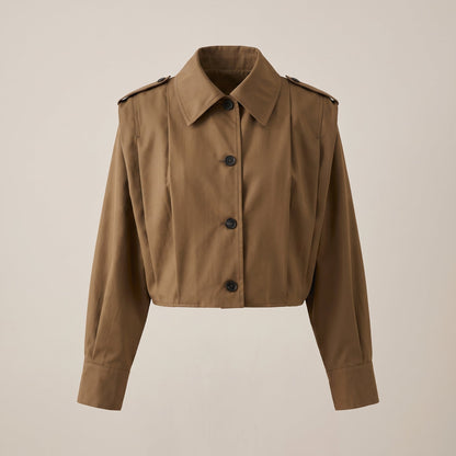 Women Cropped Trench Coat Dropped Shoulder - Image 7