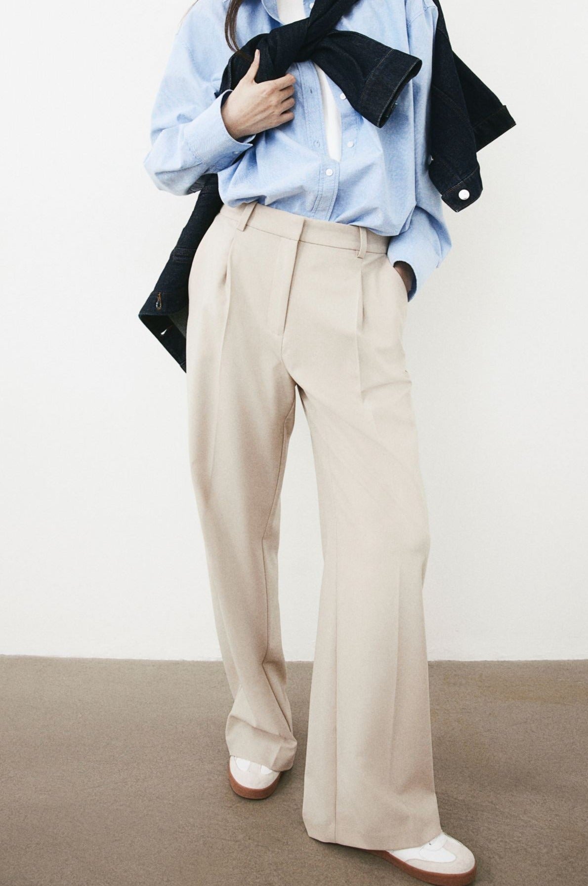 Erissa - Wide Leg Straight Cut Pleated Ladies Trousers