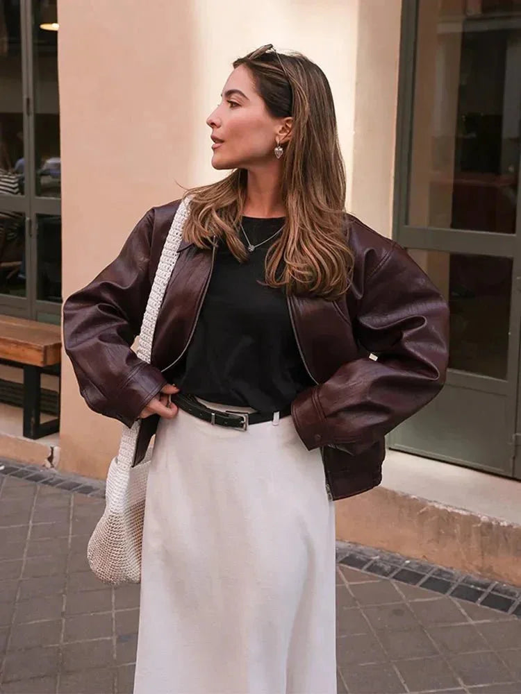 Bordellea – Vintage Faux Leather Jacket Women