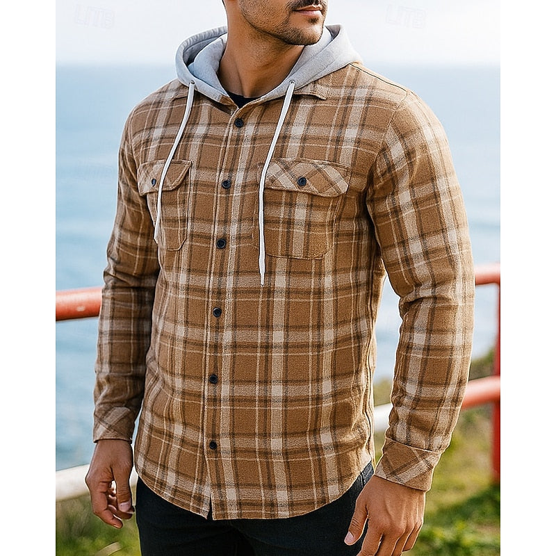 Thatcher | Hooded Checked Shirt Jacket - Image 4