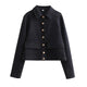 Harpenza – Cropped Button Front Bomber Jacket Women