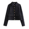 Harpenza – Chaqueta bomber corta con botones delanteros para mujer