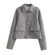 Harpenza – Cropped Button Front Bomber Jacket Women