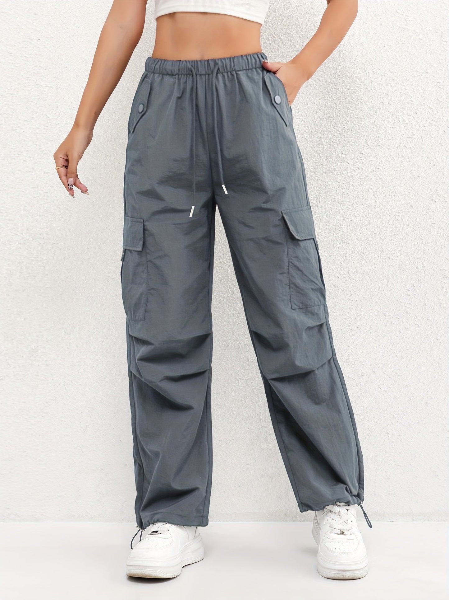 Rachelle – Pantalones casuales de mujer con cordón y bolsillos cargo