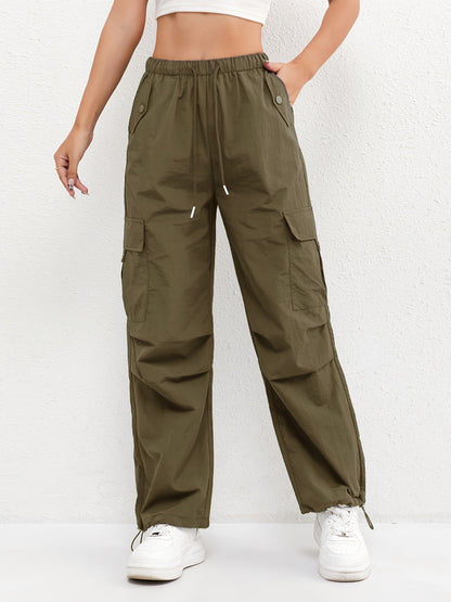 Rachelle – Pantalones casuales de mujer con cordón y bolsillos cargo