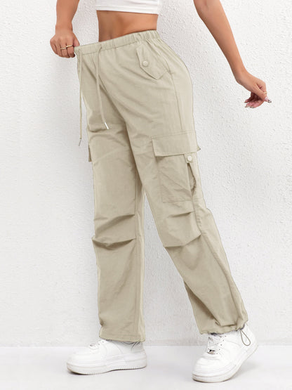 Rachelle – Pantalones casuales de mujer con cordón y bolsillos cargo