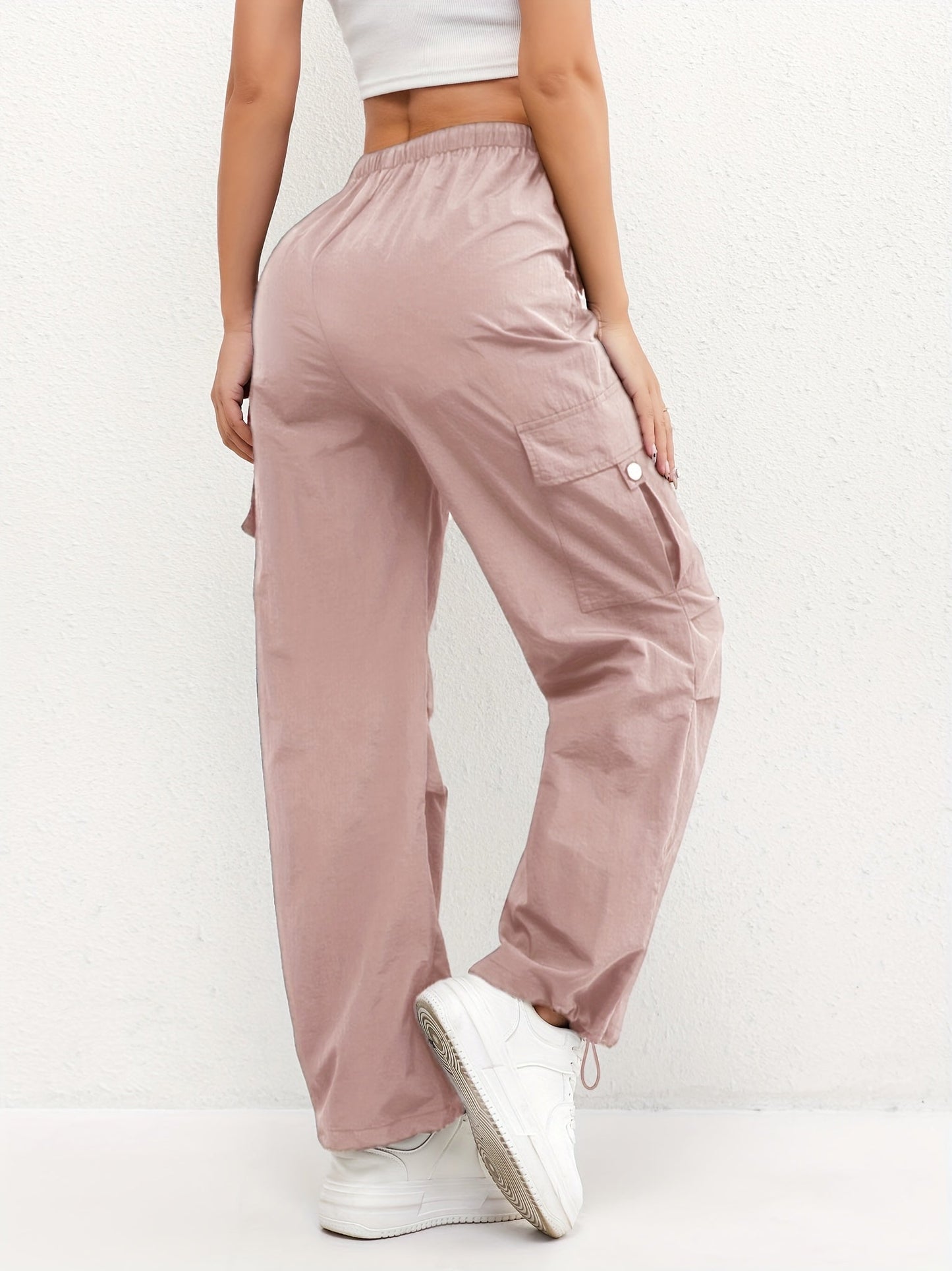 Rachelle – Pantalones casuales de mujer con cordón y bolsillos cargo