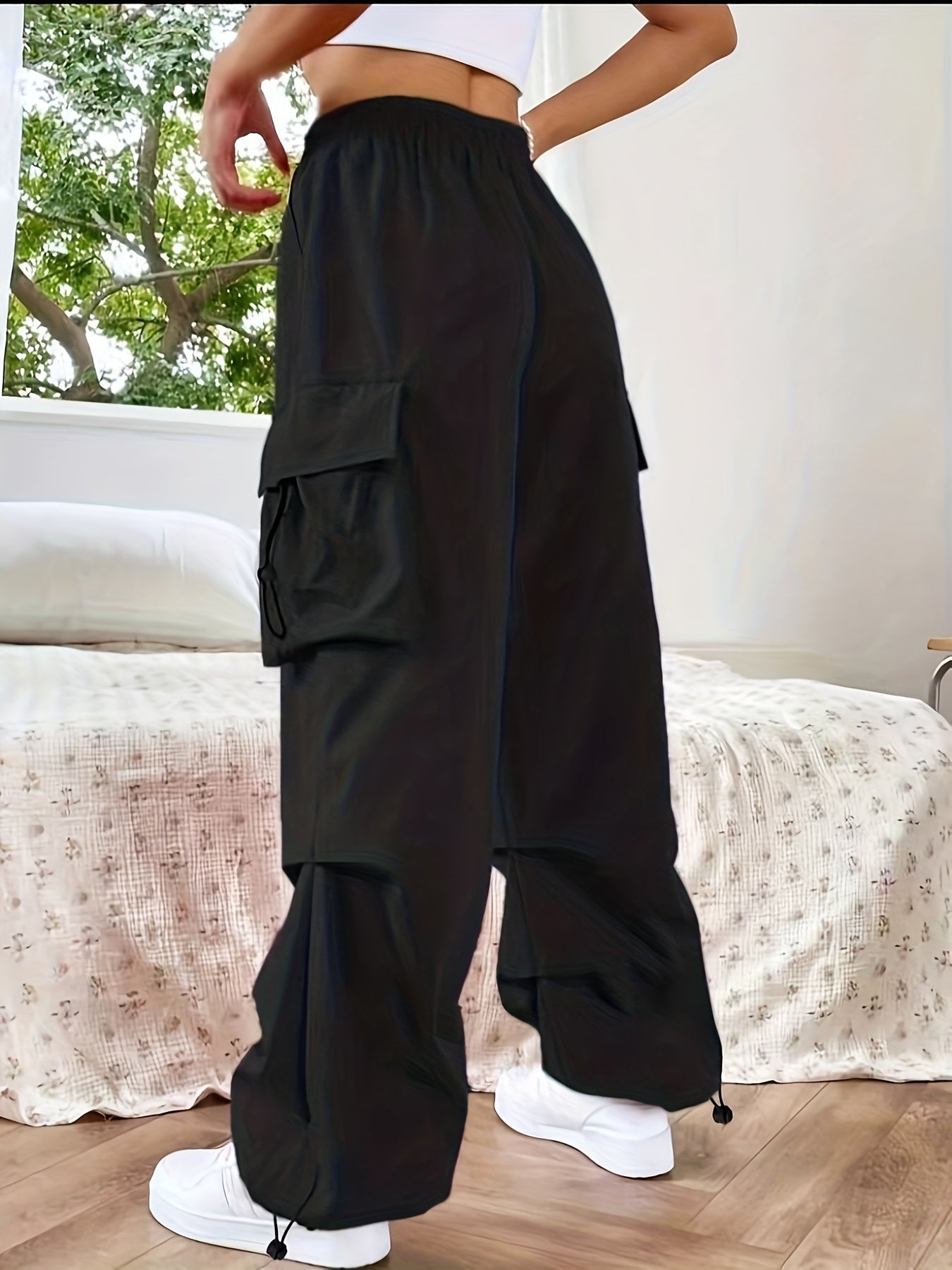 Rhuby – Women's Wide Leg Cargo Pocket Casual Pants