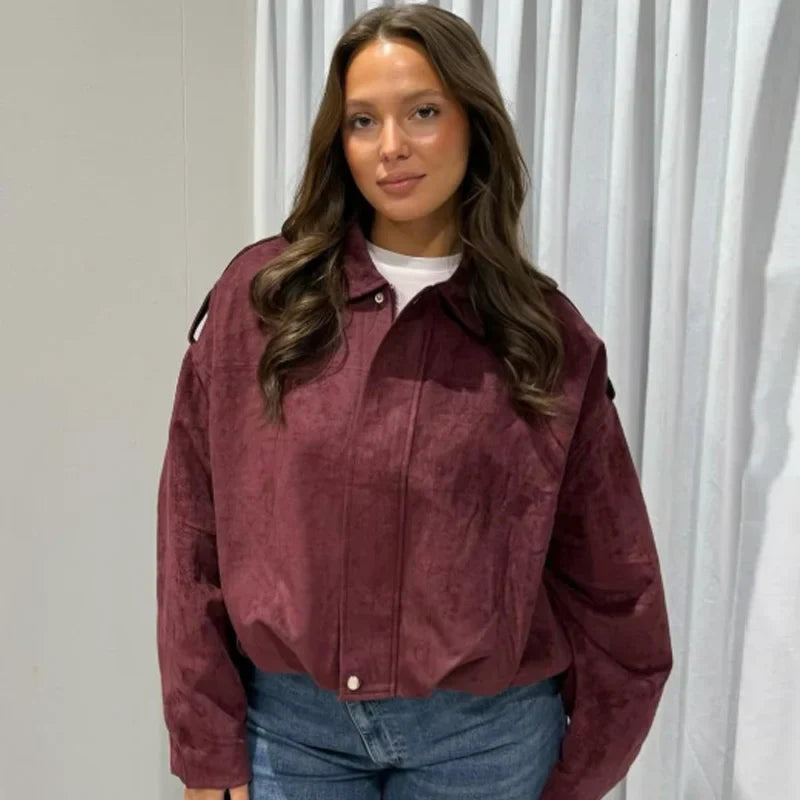 Karina – Kort Cropped Bomberjakke med Lynlås til Kvinder