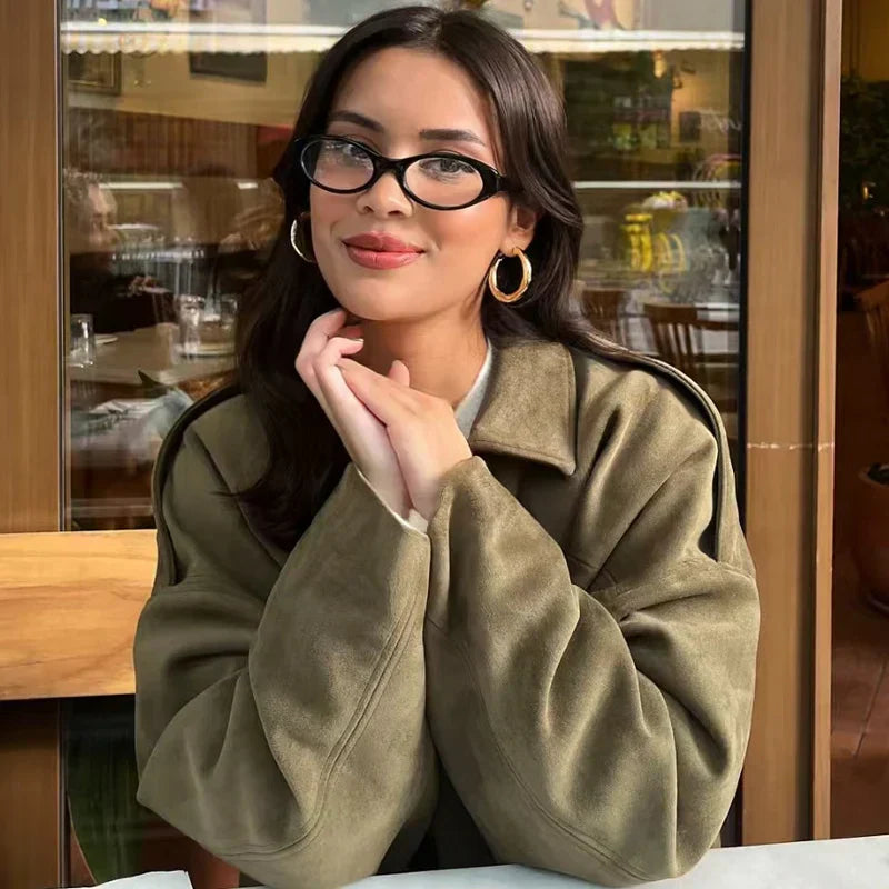 Karina – Kort Cropped Bomberjakke med Lynlås til Kvinder