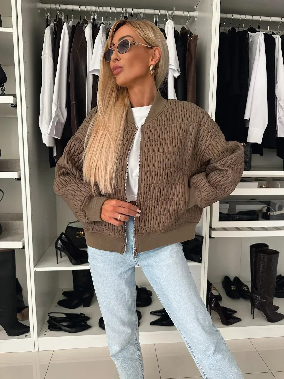 Isabryn – Quilted Zip Bomber Jacket Women