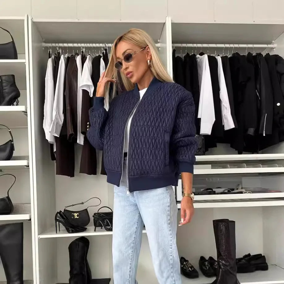 Isabryn – Quilted Zip Bomber Jacket Women