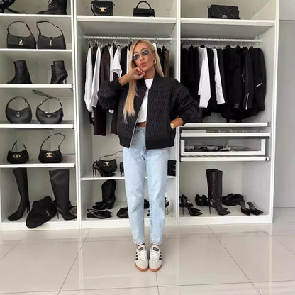 Isabryn – Quilted Zip Bomber Jacket Women