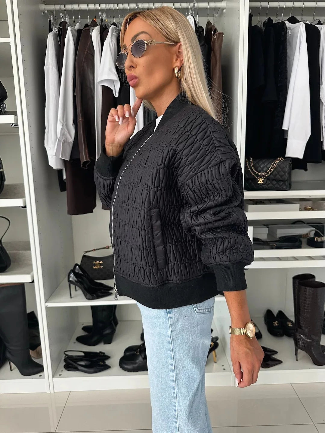 Isabryn – Quilted Zip Bomber Jacket Women