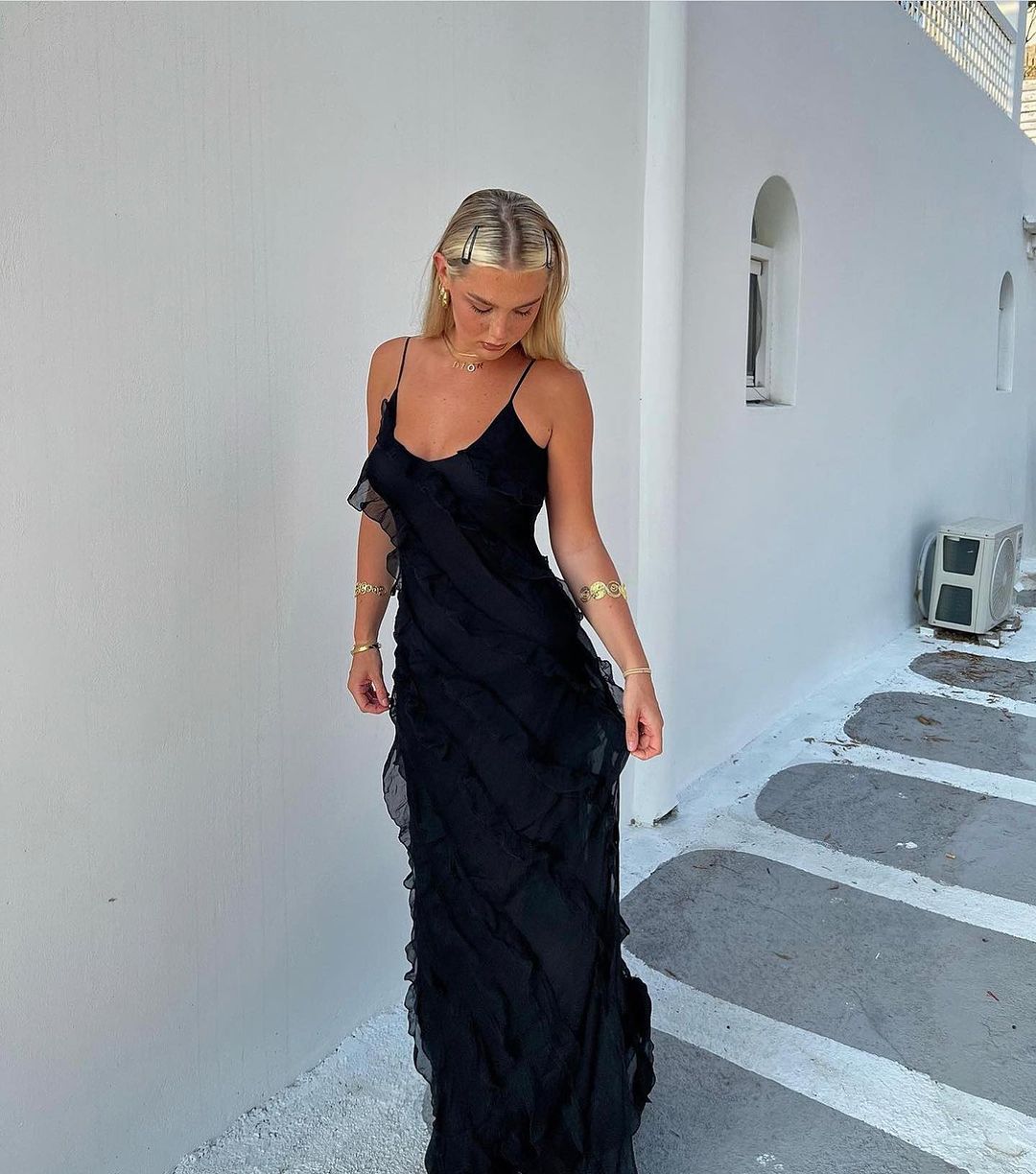 Ben - Kvinders Maxi-kjole med flæser Elegant flow
