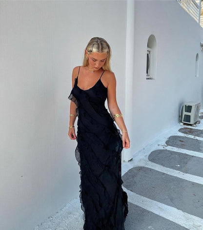Ben - Kvinders Maxi-kjole med flæser Elegant flow