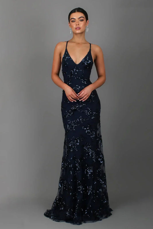 Cedarielle - Rochie maxi elegantă pentru femei, cu paiete, croială mulată