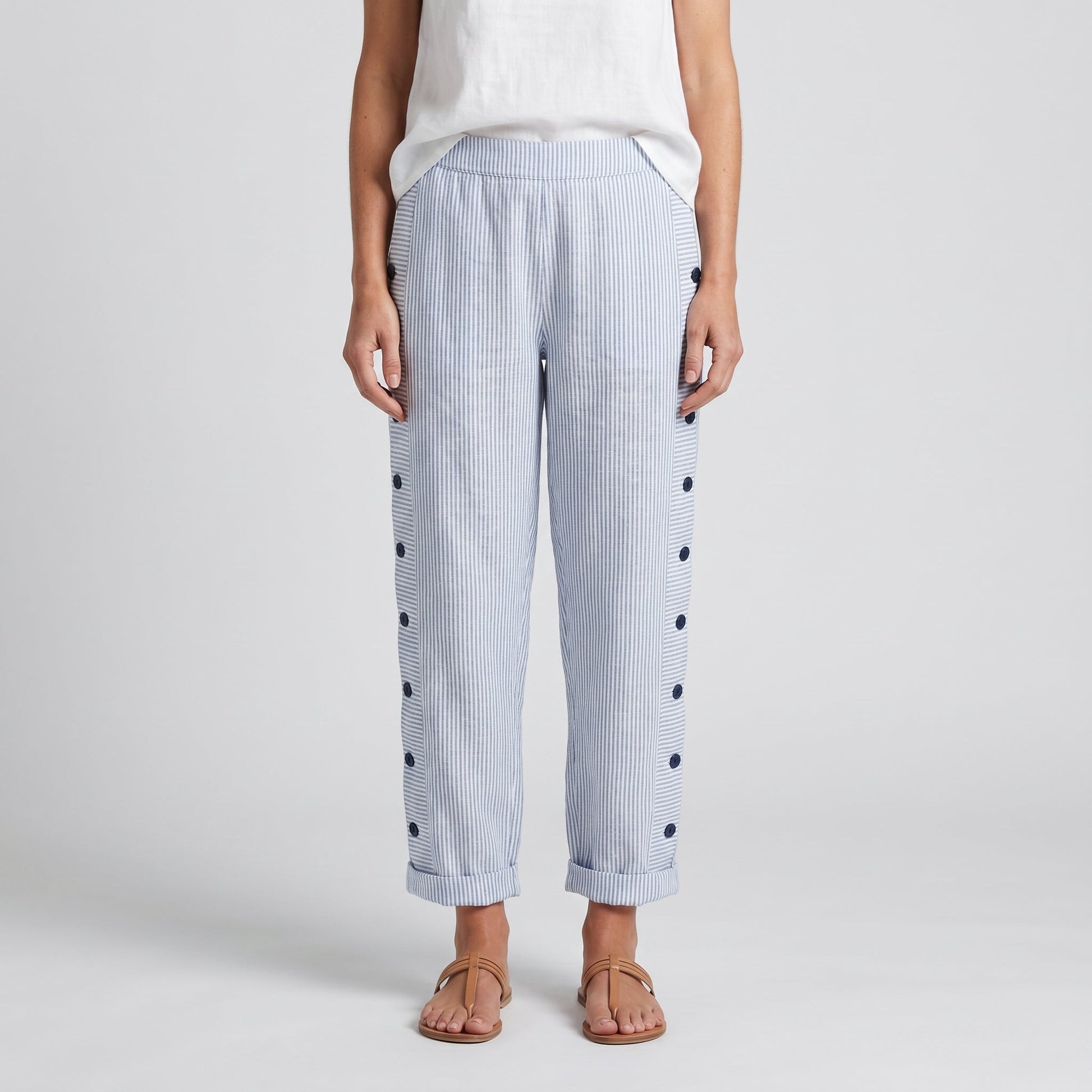 Women's Striped Wide Leg Pants Relaxed Fit Summer Trousers - Image 2