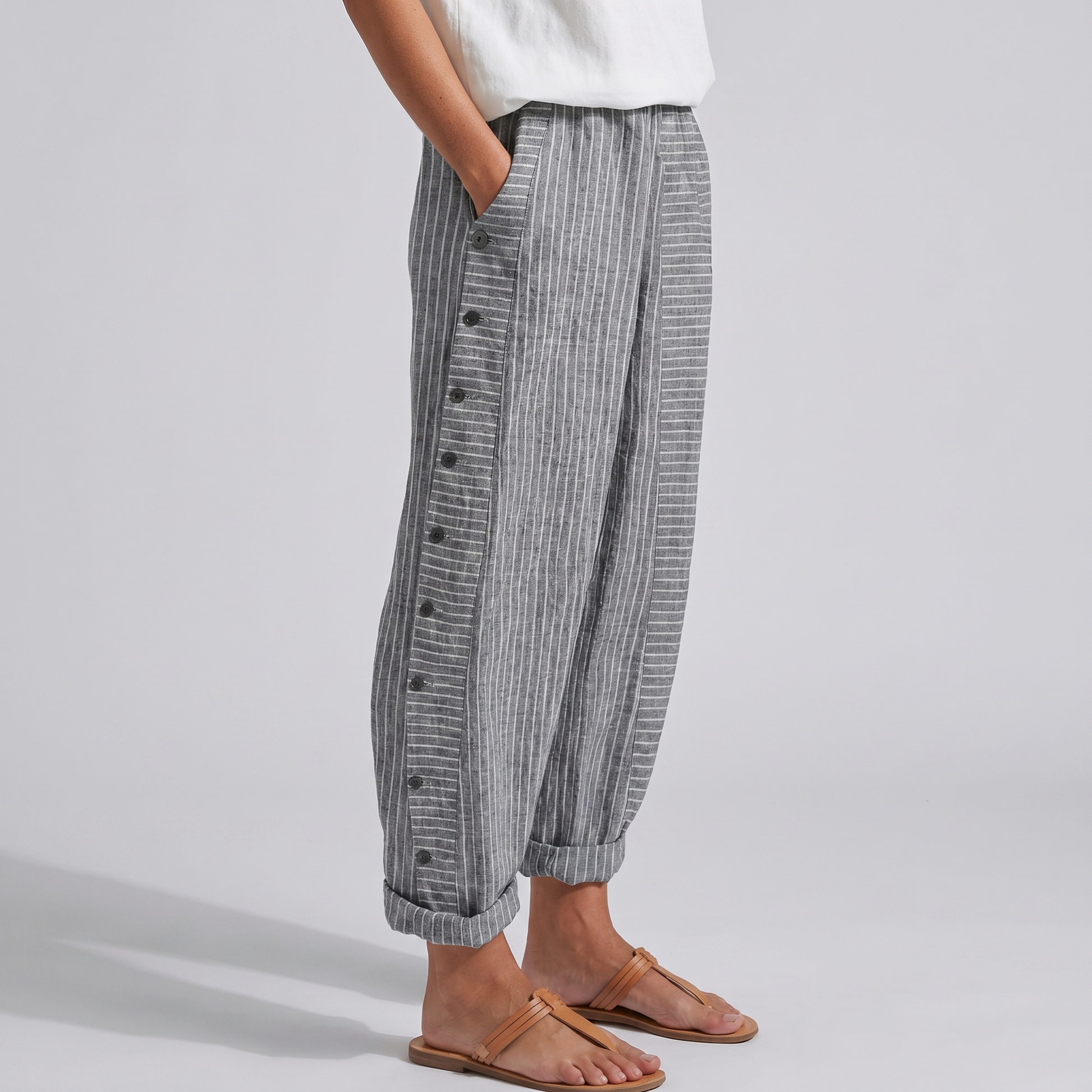 Women's Striped Wide Leg Pants Relaxed Fit Summer Trousers - Image 4